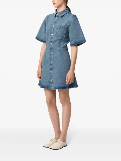 Ami Alexandre Mattiussi Mini Dress Ami De Coeur In Denim In Blue