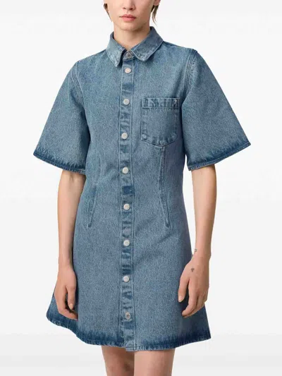 Ami Alexandre Mattiussi Mini Dress Ami De Coeur In Denim In Blue
