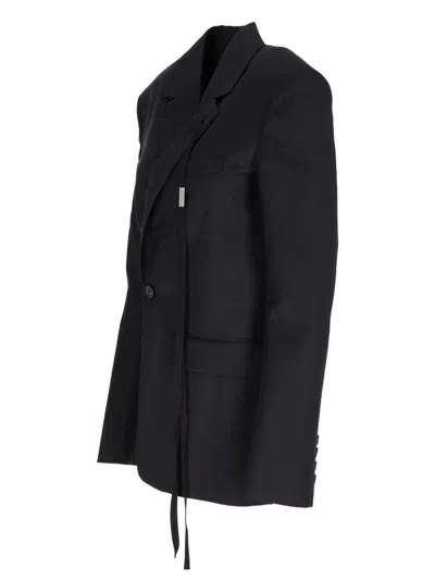 Ann Demeulemeester Tailored Jacket Wool Twil In Black