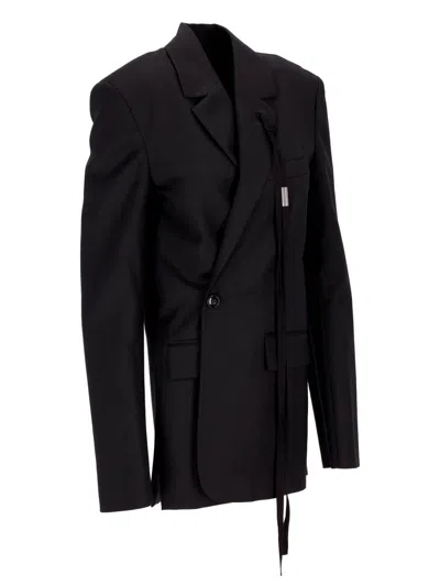 Ann Demeulemeester Tailored Jacket Wool Twil In Black