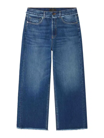 Alanui Fringed Wide Leg Jeans In Dark Wash