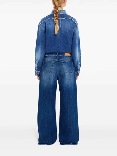 Alanui Fringed Wide Leg Jeans In Dark Wash