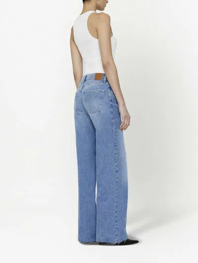 Anine Bing Hugh Logo Patch Wide-leg Jeans In Blue