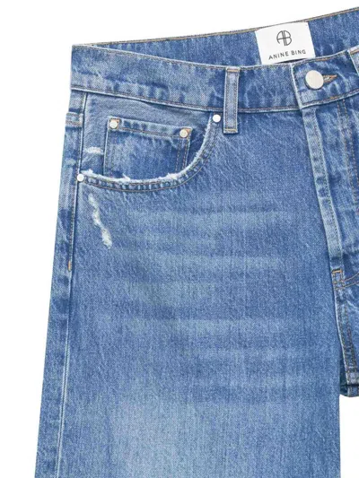 Anine Bing Hugh Logo Patch Wide-leg Jeans In Blue