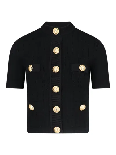 Balmain Black Sweaters With Golden Buttons
