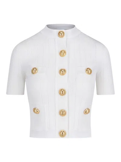 Balmain Cardigan M/c Bottoni In White