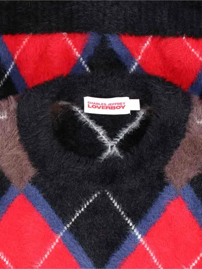 Charles Jeffrey Loverboy Fluffy Gloves Sweater In Multicolor Nylon Diamond Pattern In Multicolour