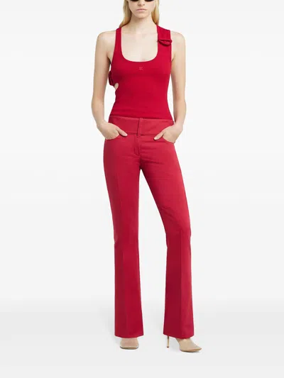 Courrèges Bootcut Belted Pants In Red