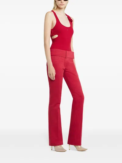 Courrèges Bootcut Belted Pants In Red