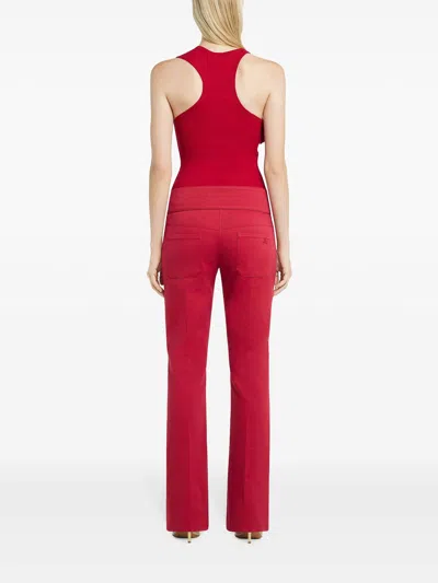 Courrèges Bootcut Belted Pants In Red
