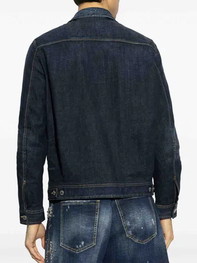 Dsquared2 Classic Denim Jacket With Front Zip In Dark Blue