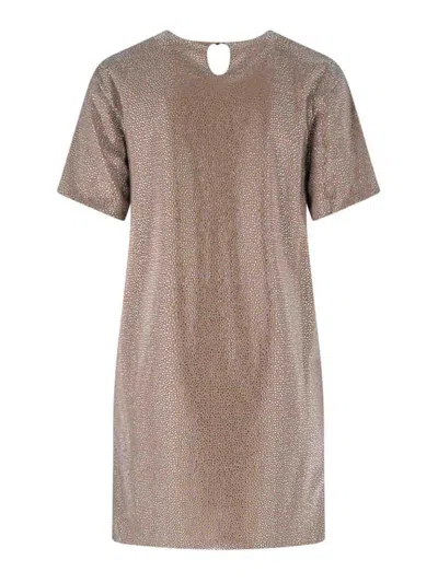 Giuseppe Di Morabito Metallic Finish Knee Length Dress With Keyhole Back In Brown
