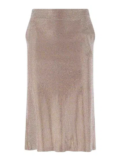 Giuseppe Di Morabito Metallic Finish Skirt With Back Slit And Side Pockets In Beige