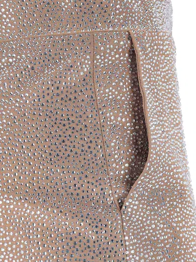 Giuseppe Di Morabito Metallic Finish Skirt With Back Slit And Side Pockets In Beige