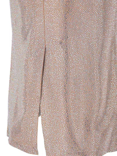 Giuseppe Di Morabito Metallic Finish Skirt With Back Slit And Side Pockets In Beige