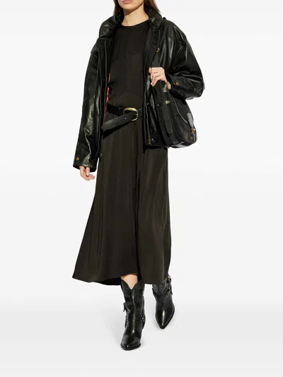 Isabel Marant Keany Short-sleeved Midi Dress In Black