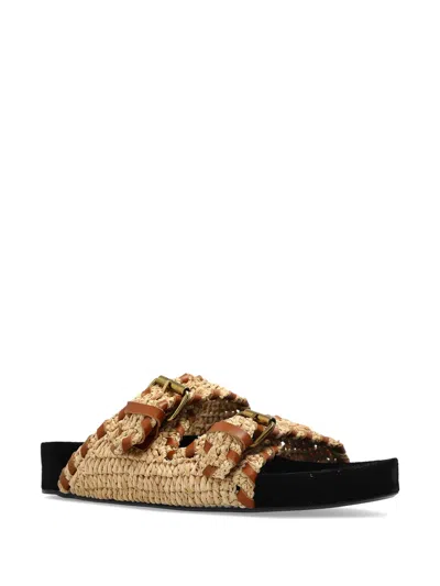 Isabel Marant Slide Sandals With Braided Design And Flat Sole In Beige