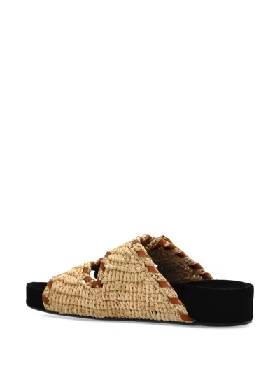 Isabel Marant Slide Sandals With Braided Design And Flat Sole In Beige