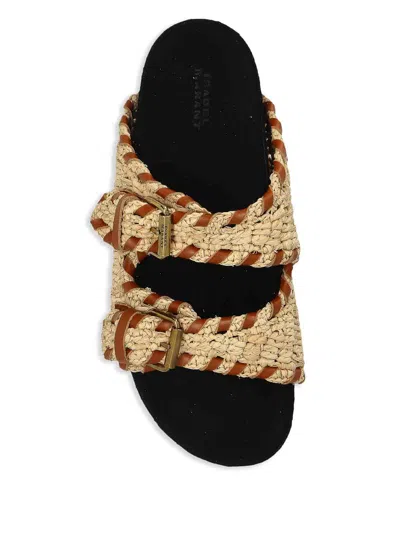 Isabel Marant Slide Sandals With Braided Design And Flat Sole In Beige