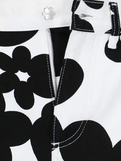 Marni Cotton Trousers With Black And White Dillies Print In White