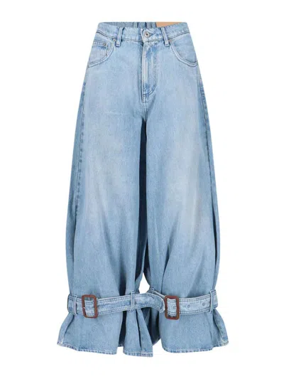 Jw Anderson J. W. Anderson Wide-leg Denim Jeans With Hem Strap In Blue