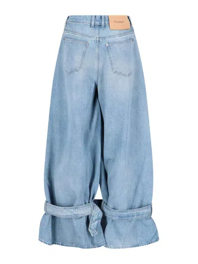 Jw Anderson J. W. Anderson Wide-leg Denim Jeans With Hem Strap In Blue