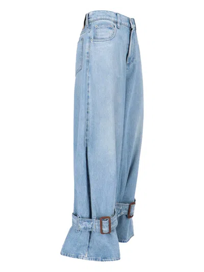 Jw Anderson J. W. Anderson Wide-leg Denim Jeans With Hem Strap In Blue