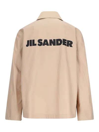 Jil Sander Logo-print Jacket In Beige
