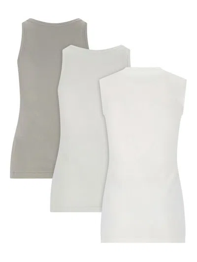 Jil Sander Tank Top Set Of 3 - White, Cream & Green In Multicolour