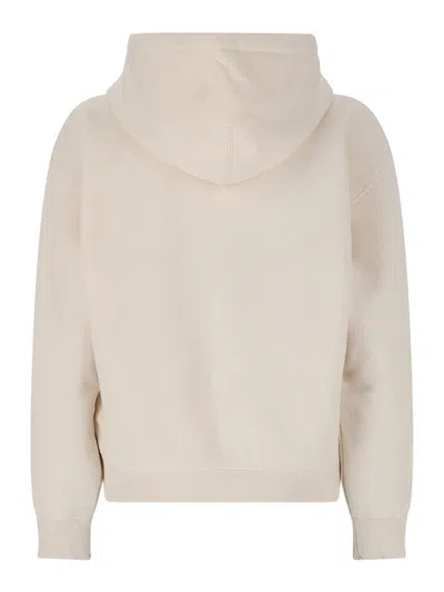 Jil Sander Logo Cotton Hoodie With Drawstring Hood In White