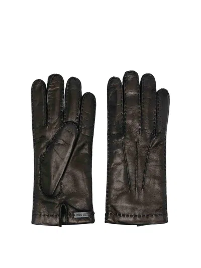 Miu Miu Essential Leather Gloves In Black