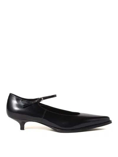 Miu Miu 35 Mary-jane Pumps In Brushed Leather In Black