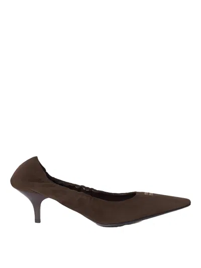 Miu Miu 55 Ruched Suede Pumps In Brown