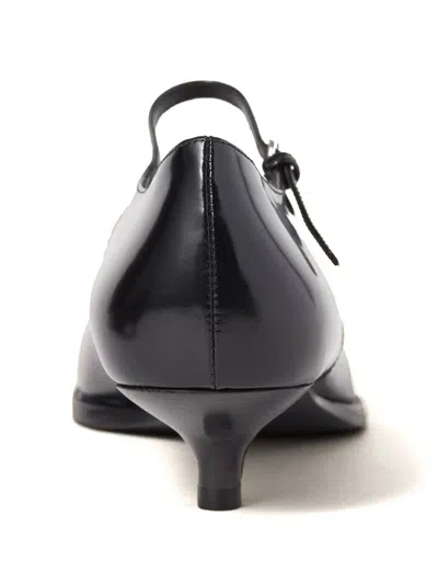 Miu Miu 35 Mary-jane Pumps In Brushed Leather In Black