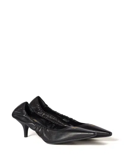 Miu Miu 55 Ruched Leather Pumps In Black