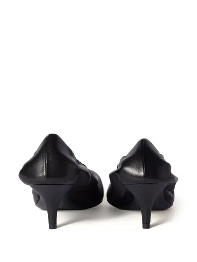 Miu Miu 55 Ruched Leather Pumps In Black