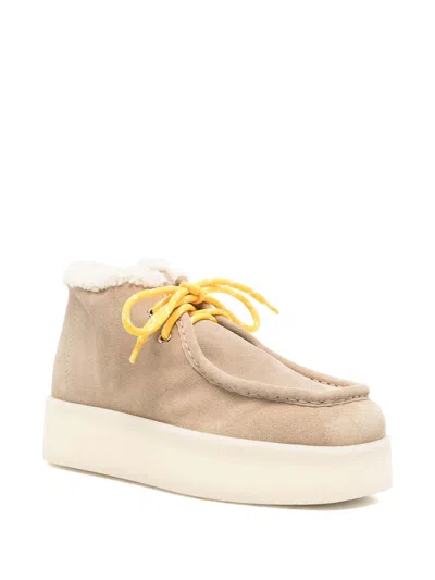 Miu Miu Women Platform Leather Ankle Boots In Nude