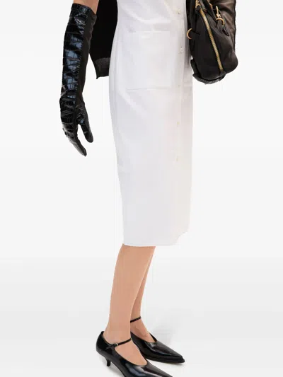 Miu Miu Short-sleeve Poplin Button Down Midi Dress In White