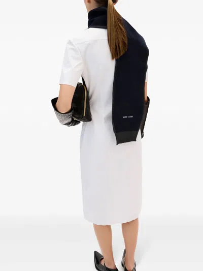 Miu Miu Short-sleeve Poplin Button Down Midi Dress In White