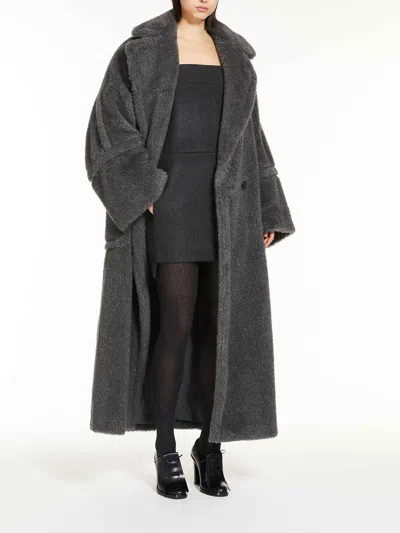 Max Mara Kadiak Oversized Alpaca And Wool Teddy Coat In Blue