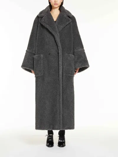Max Mara Kadiak Oversized Alpaca And Wool Teddy Coat In Blue