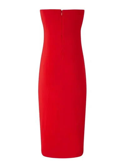 Pinko Strapless Mini Dress With Gathered And Ruched Detailing In Red