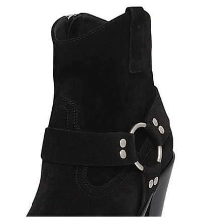 Shop Saint Laurent Curtis Harness Suede Boots In Black