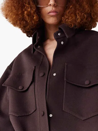 Stella Mccartney Snap Button Chain-link Overshirt In Brown