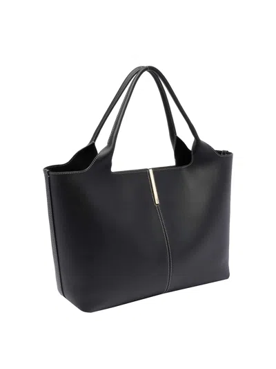 Tod's Medium Bag Shopping Contrast Stitching In Black
