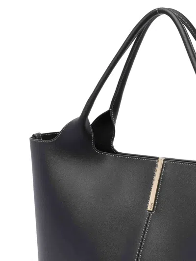 Tod's Medium Bag Shopping Contrast Stitching In Black
