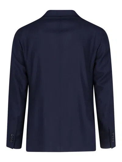 Tagliatore Single-breasted Virgin Wool Blazer In Blue