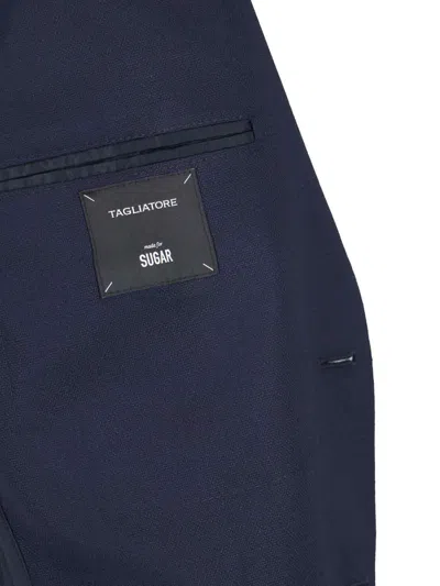 Tagliatore Single-breasted Virgin Wool Blazer In Blue