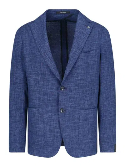 Tagliatore Unstructured Single-breasted Jacket In Blue