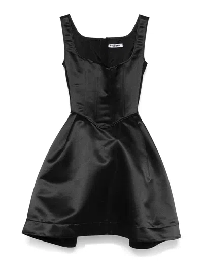 Vivetta Duchess Bustier Satin Mini Dress In Black